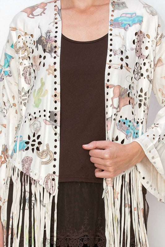 Origami - Lace And Crochet Jacket With Fringe