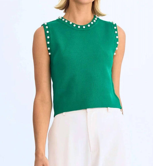 Entro - Meghan Pearl Embellished Sleeveless Top