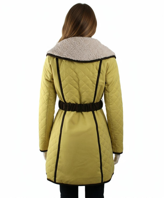 Ryu - Oversized Fleece Collar Quilted Coat