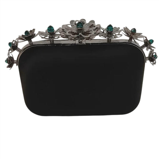 Jimmy Choo - Cloud Clutch Satin Bag With Floral Crown