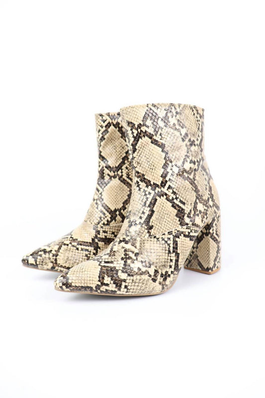 Everglades - Women's Snakeskin Chic Block Heel Ankle Boots