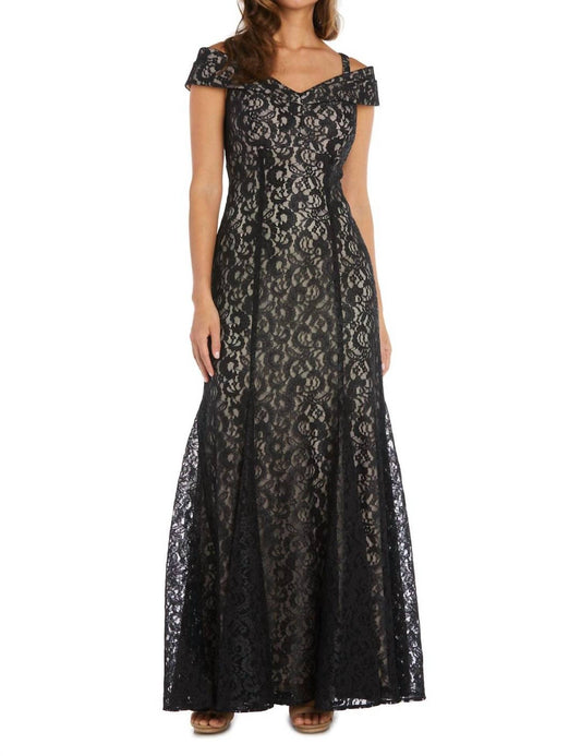 R&M Richards - Off The Shoulder Fishtail Evening Gown