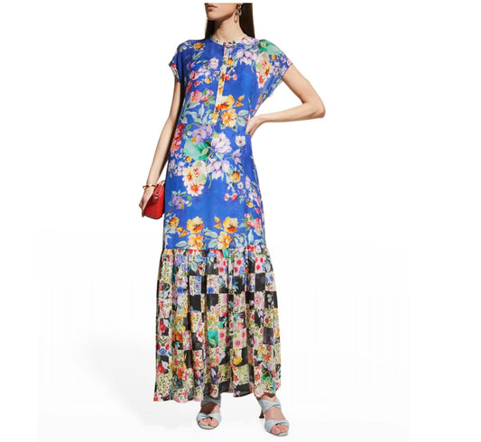 Johnny Was - SKY FLOWER ALBA FLOUNCE RUFFLED MAXI SLIP DRESS