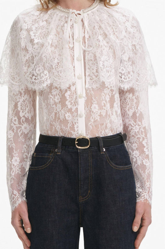 Self-Portrait - Lace Cape Top
