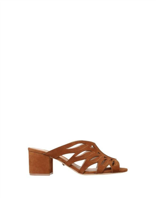 Schutz - Women Suede Leather Open Toe Slip On Laser Cut Sandals