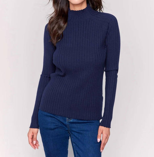 Charlie B - Ribbed Knit Mock Neck Sweater