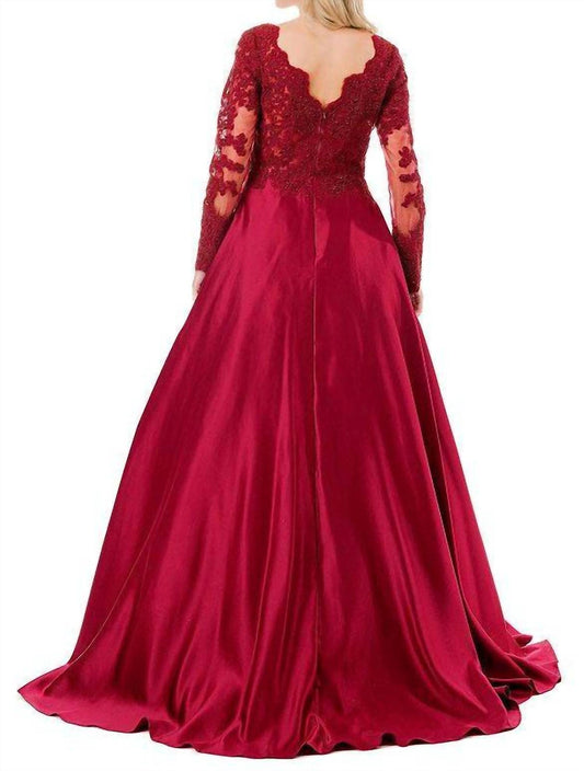 Coya Collection - Long Sleeve Satin Ball Gown