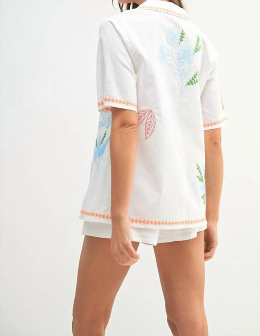Mable - Embroidered Button Up Shirt