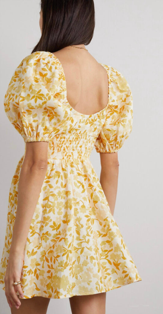Peony - Daffodil Smocked Mini Dress