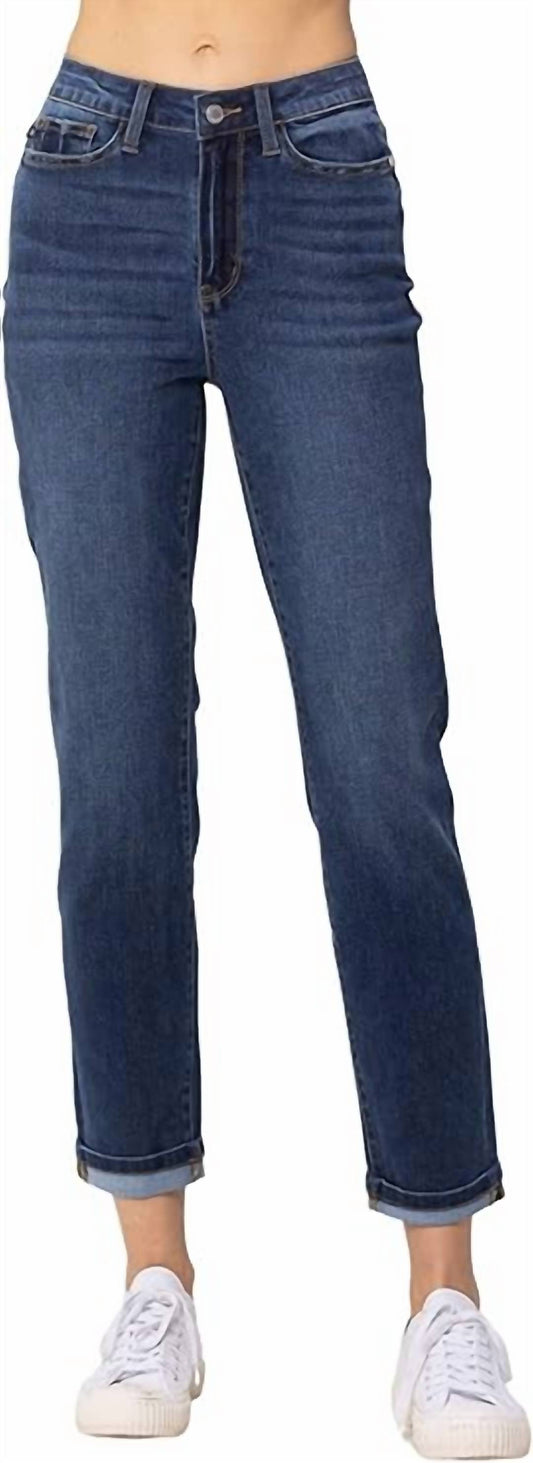 Judy Blue - Women's High Waist Cuffed Boyfriend Jean