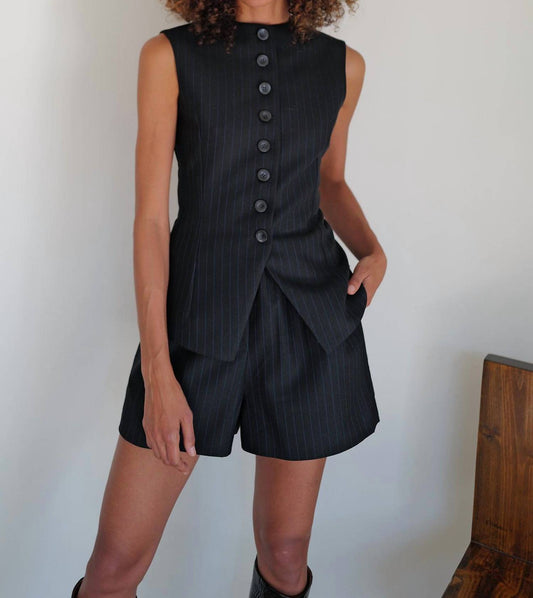 Sloan - Pinstripe Wool Sculpted Vest