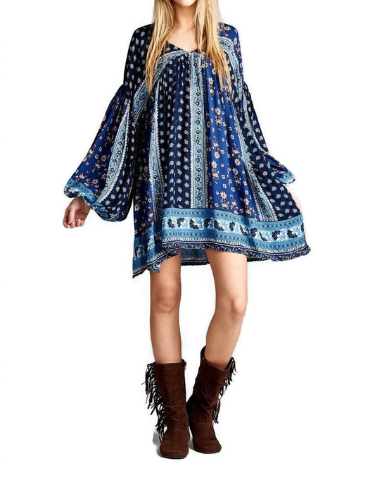 Velzera - Patch Print Baby Doll Mini Dress