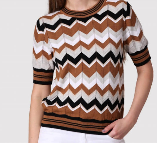 Minnie Rose - Cotton Cashmere Chevron Pointelle Crew Tee