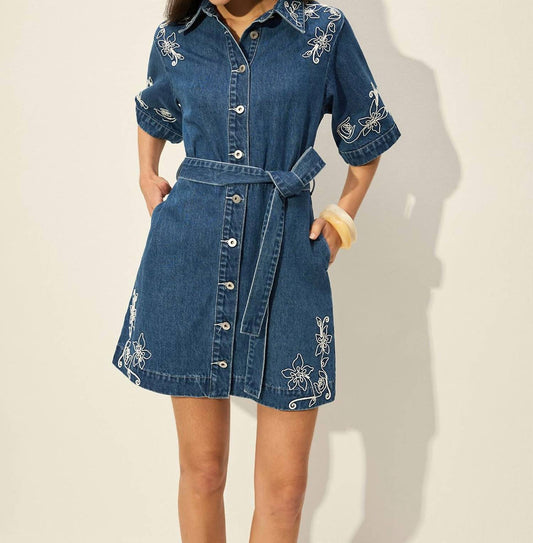 Thml - Embroidered Flower Denim Dress