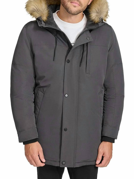 Calvin Klein - Insulated Parka Coat With Removable Faux Fur Trim