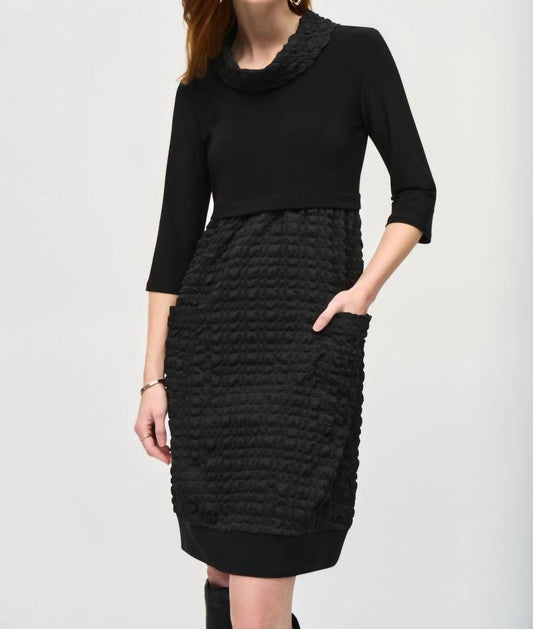 Joseph Ribkoff - Bubble Textured Cowl Neck Cocoon Dress