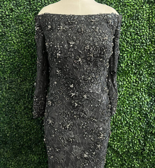 Jovani - Three Quarter Sleeve Embellished Dress