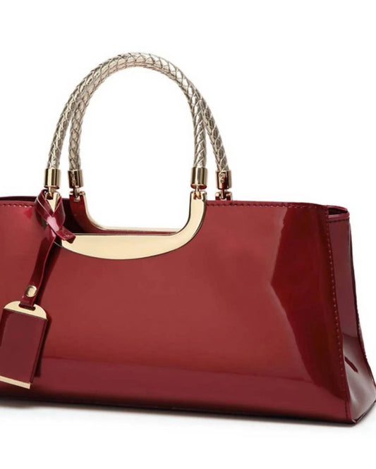 Accity - FASHIONABLE EVENING GLOSSY PATENT LEATHER TOTE