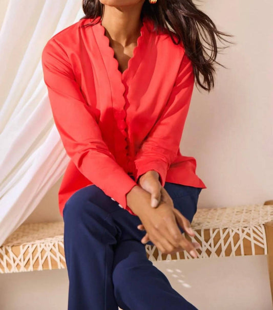 Foxcroft - Scalloped trim button down