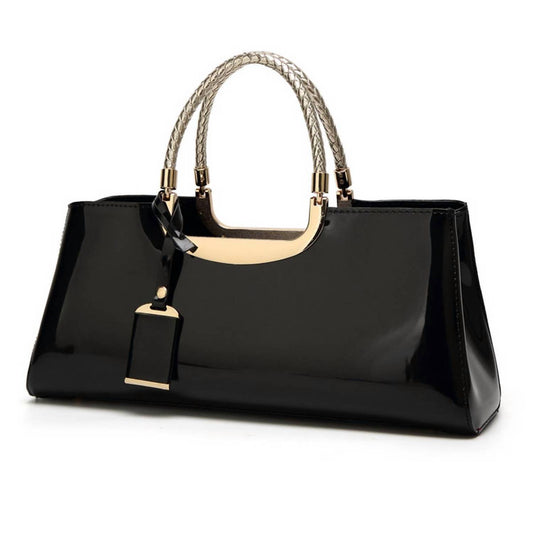 Accity - FASHIONABLE EVENING GLOSSY PATENT LEATHER TOTE