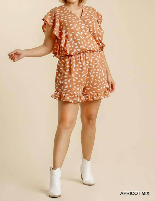 Umgee - V-neck Dalmatian Print Romper