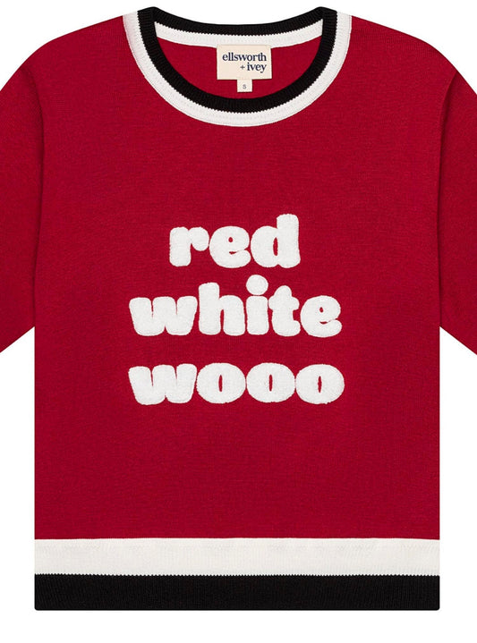 Ellsworth + Ivey - Women's Red White Wooo Short Sleeve Top