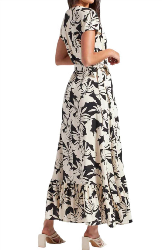 Tribal - Short Sleeve Wrap Up Print Maxi Dress