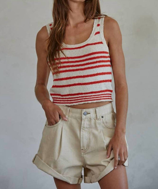 By Together - Vivian Knit Sweater Cotton Striped Round Neck Tank Top