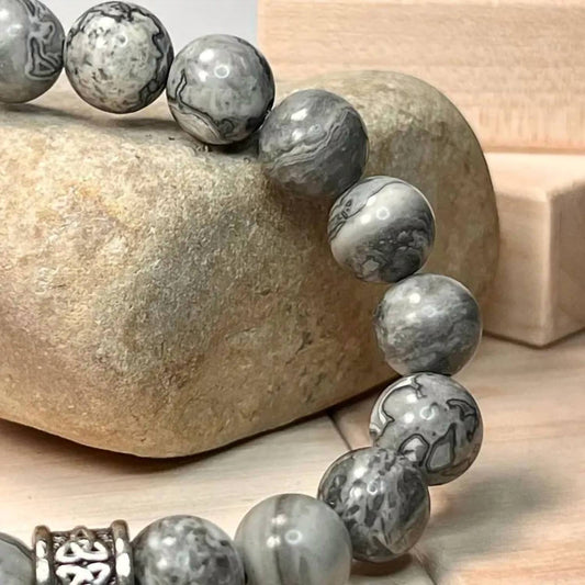 Faire - MAPSTONE JASPER GEMSTONE TRINITY BRACELET
