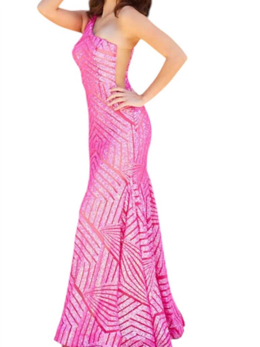 Jovani - One Shoulder Sequin Gown