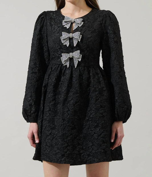 Sugarlips - Arielle Jacquard Glow Bow Velvet Mini Dress