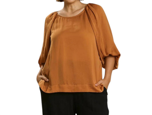 Umgee - Washed Satin Balloon Sleeve Top