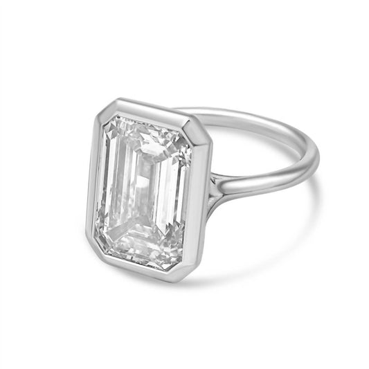 Diana M Jewels - Emerald-cut Lab-grown Diamond Bezel Solitaire Ring – 5.00 Ct