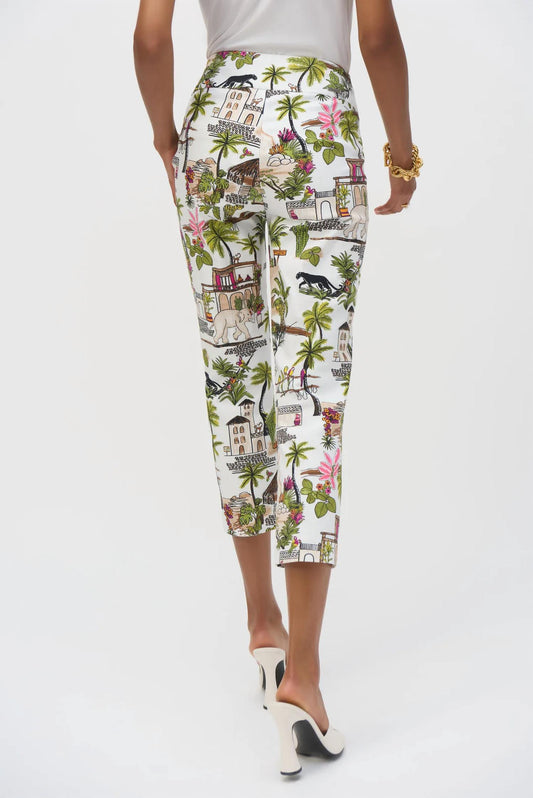 Joseph Ribkoff - Printed Pull On Straight Cropped Pants