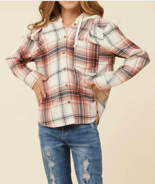 Vintage Havana - Girl's Flannel Shirt With Hood