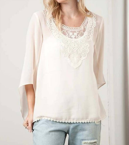 Kori - Lace Patch Scoopneck Blouse