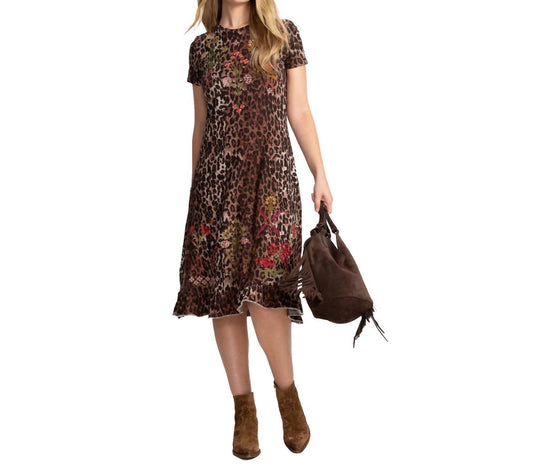 Johnny Was - Leopard Print and Floral Embroidery Midi Dress