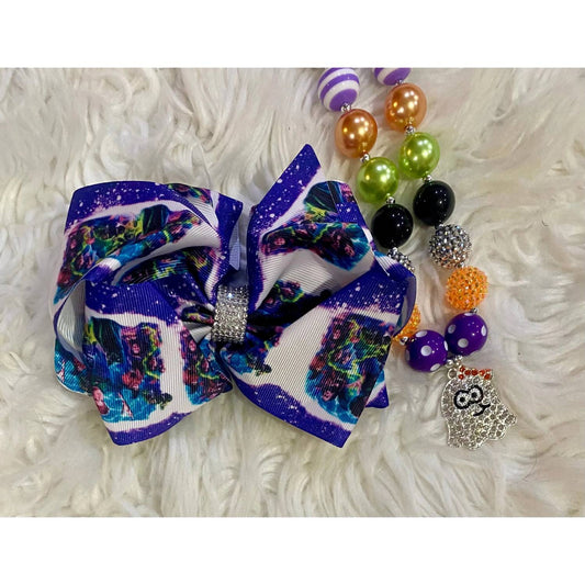Kidscharm - Girls Hocus Pocus Halloween Double Layer Hair Bow
