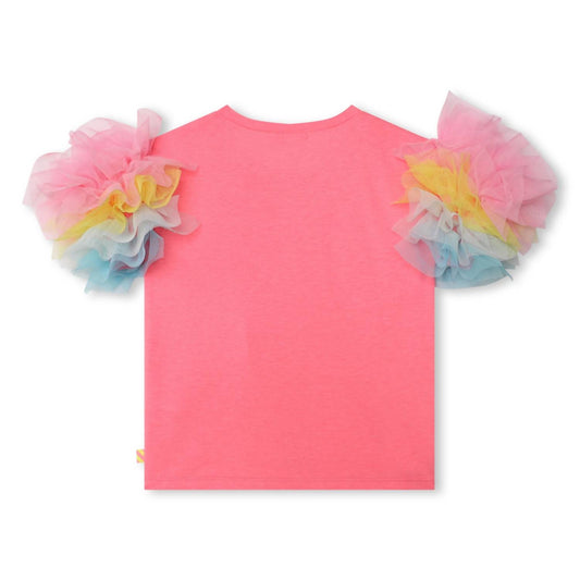 Billieblush - Girls Happy Girl Ruffle Tulle Sleeves Tee