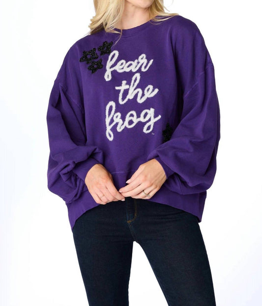Stewart Simmons - Fear The Frog Glitter Script Balloon Sweatshirt
