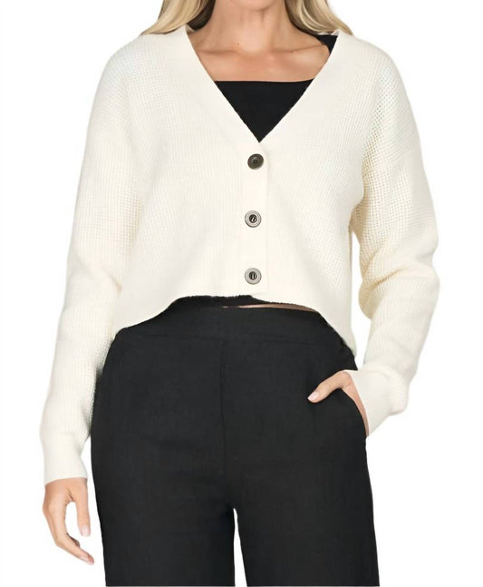 M.Rena - Waffle-knit Sweater Cardigan