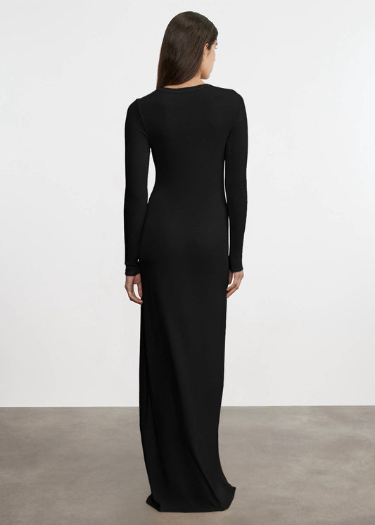 Enza Costa - SILK RIB LONG SLEEVES CREWNECK FLUID DRESS