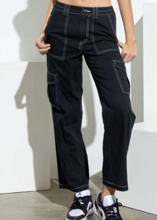 Papermoon - Noire Straight Leg Cargo Pants