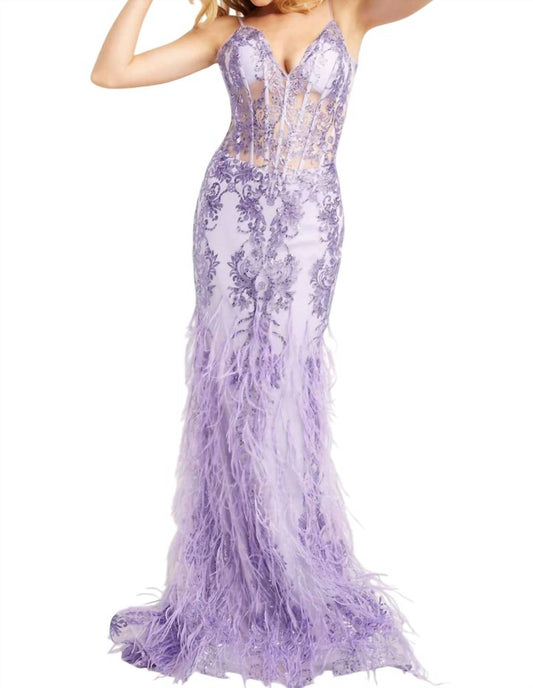 Jovani - Embellished Plunging Sweetheart Neck Mermaid Dress