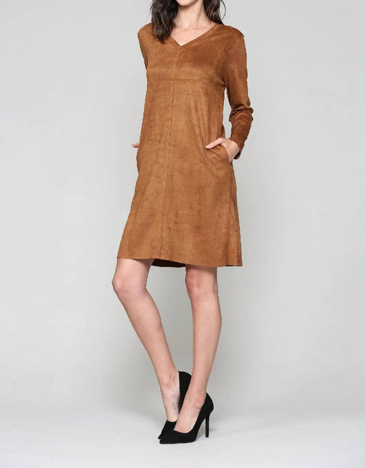 Joh - Short suede v-neck dress with pockets