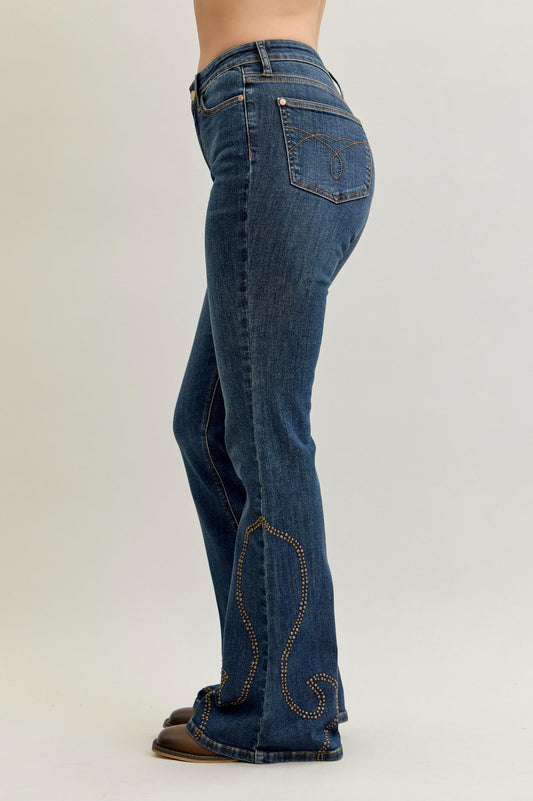 Judy Blue - High Waist Western Stud Flare Jeans