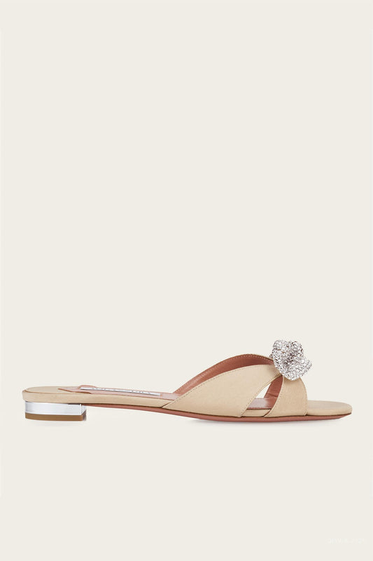 Aquazzura - Women's Very Bow Tie Crystal Slides