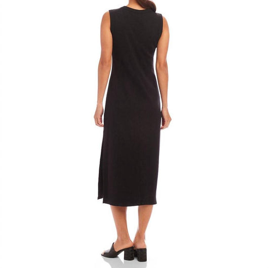 Karen Kane - Sleeveless Ribbed V-Neck Midi Column Dress