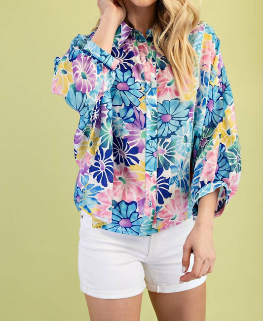 Gigio - Floral Print Button Down Top