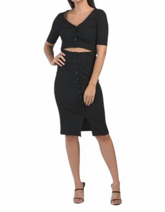 7 For All Mankind - Ribbed Cutout Short Sleeve Button Down Dress